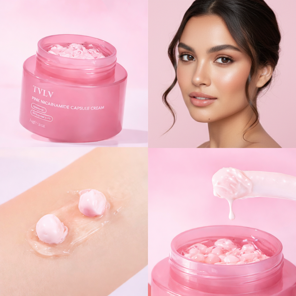 Cápsulas de Crema Rosa TVLV™ Inspirada en el Brillo Porcelana de la Piel Coreana