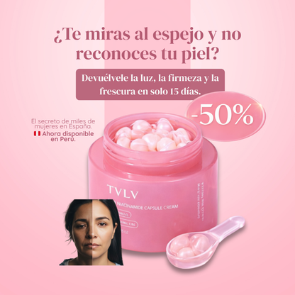 Cápsulas de Crema Rosa TVLV™ Inspirada en el Brillo Porcelana de la Piel Coreana