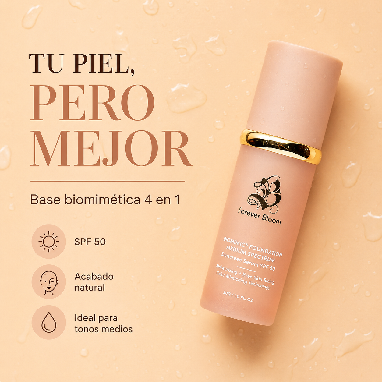 FOREVER BLOOM® - Base Biomimic 4 en 1 que unifica tu piel al instante