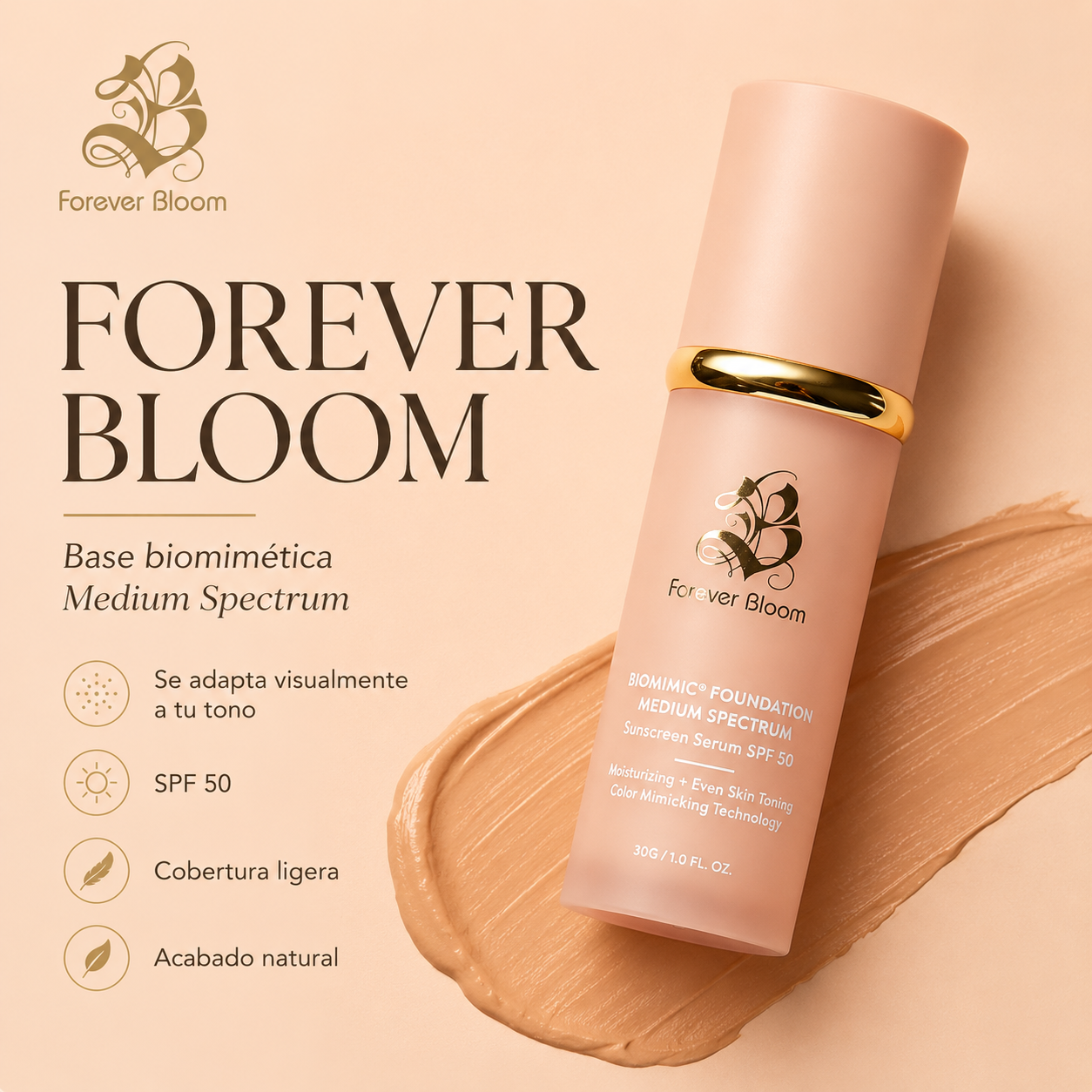 FOREVER BLOOM® - Base Biomimic 4 en 1 que unifica tu piel al instante
