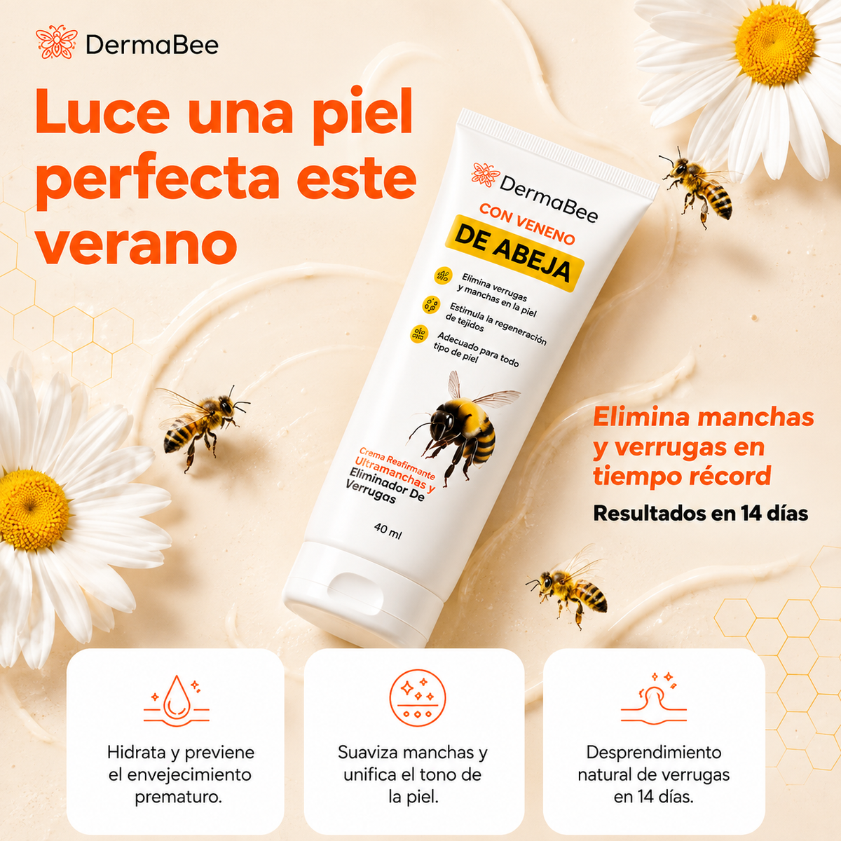 DERMABEE® - Crema tópica con Veneno de abejas para las Manchas y Verrugas