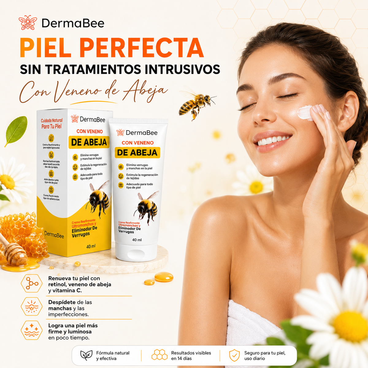 DERMABEE® - Crema tópica con Veneno de abejas para las Manchas y Verrugas